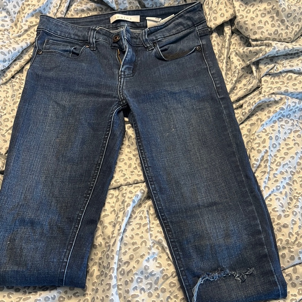 Eunina dark wash mid rise skinny jean